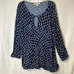 Michael Kors Women’s Tunic Top Size XL Navy White Stretchy Viscose